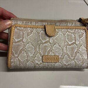 Consuela Beige and White Snakeskin Wallet